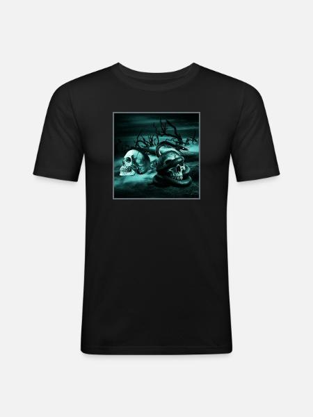 Swamp Goth Totenkopf Sumpf Graphic Tee - Männer Slim Fit T-Shirt - Schwarz