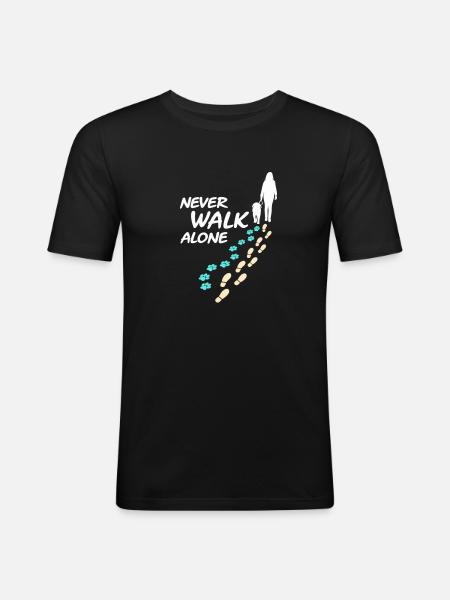 Never Walk Alone Pfotenspuren - Männer Slim Fit T-Shirt - Schwarz