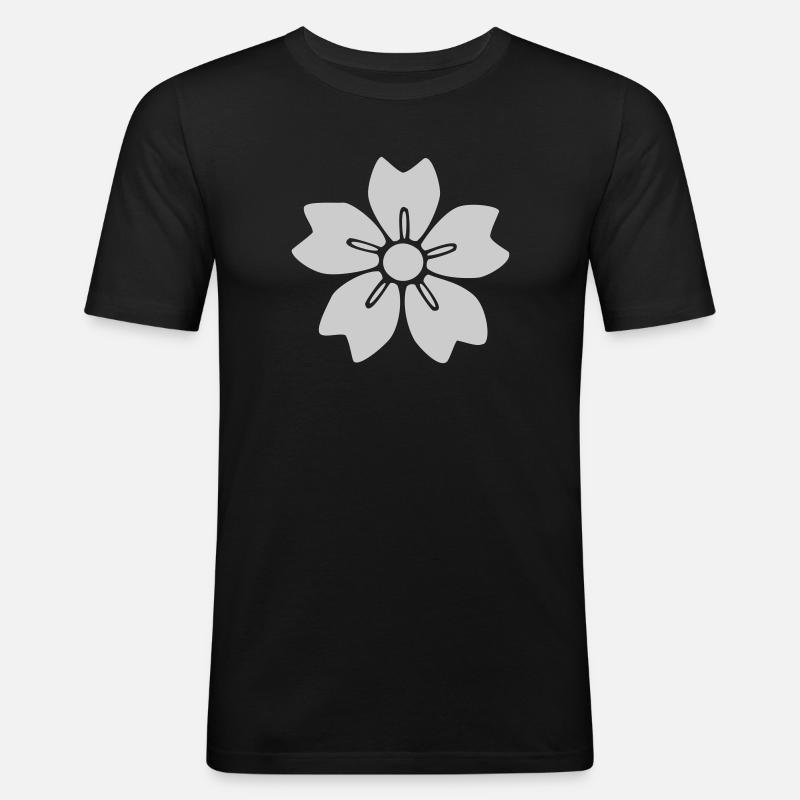 sakura - Männer Slim Fit T-Shirt - Schwarz