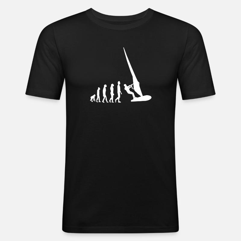 Windsurfing Evolution Windsurfer Surfing - Männer Slim Fit T-Shirt - Schwarz