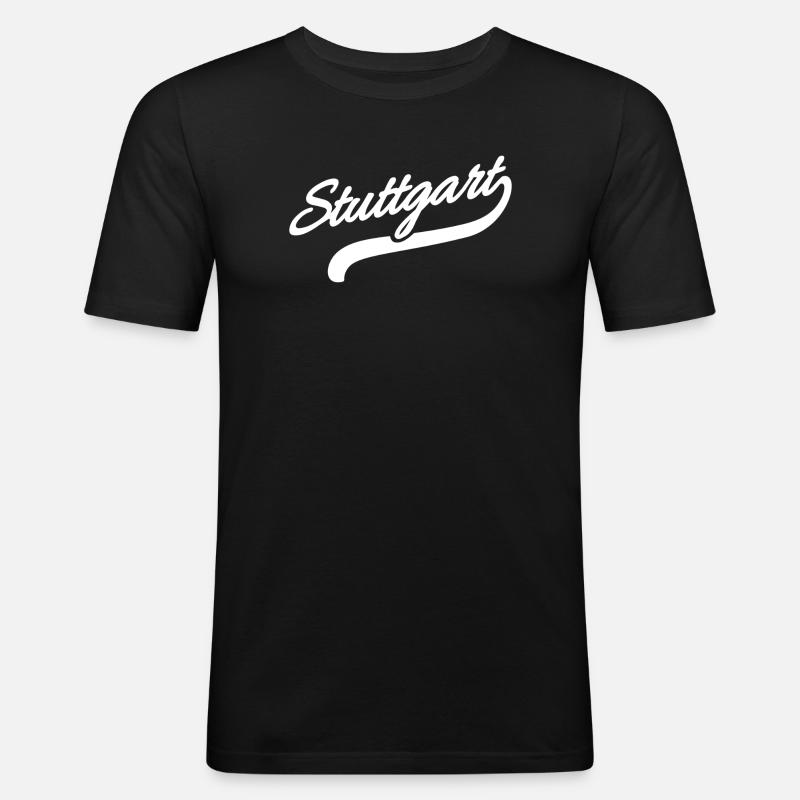 Stuttgart Retro - Männer Slim Fit T-Shirt - Schwarz