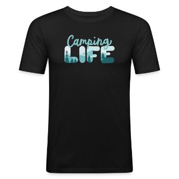 Camping Camper - Männer Slim Fit T-Shirt - Schwarz - Vorne - Nik (191cm)