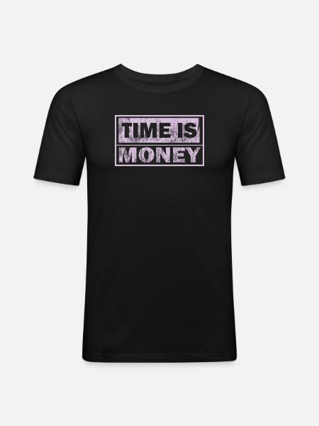 Zeit ist Geld Neon-Panel - Männer Slim Fit T-Shirt - Schwarz