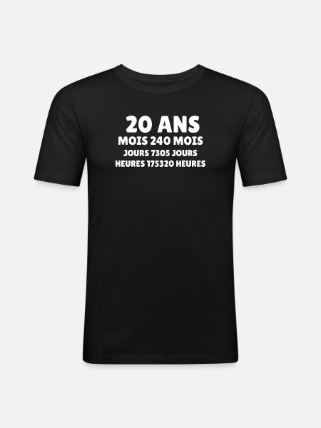 20 Ans Joyeux Anniversaire - T-shirt près du corps Homme - noir