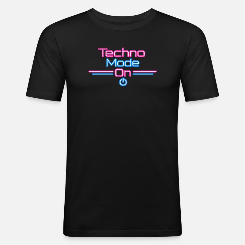 Techno Mode Neon On - Men's Slim Fit T-Shirt - black