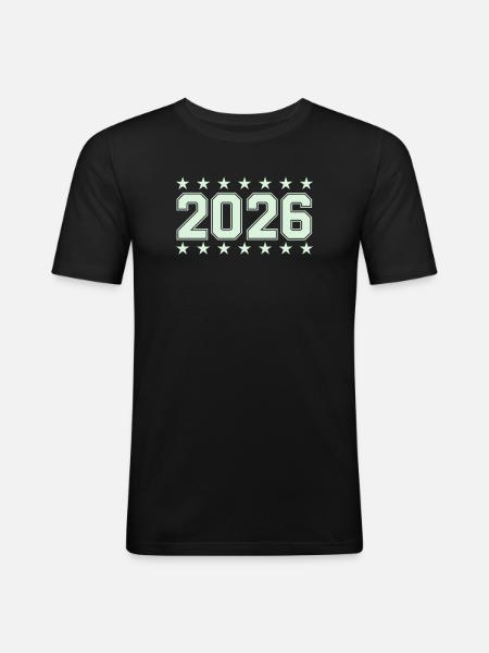 2026 Retro Block Font with Stars - Men's Slim Fit T-Shirt - black