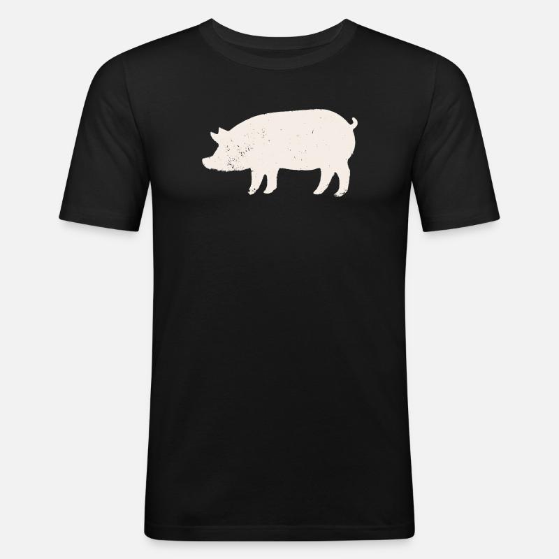 Schwein - Männer Slim Fit T-Shirt - Schwarz