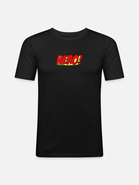Superhelden Comics Geschichte Illustration - Männer Slim Fit T-Shirt - Schwarz