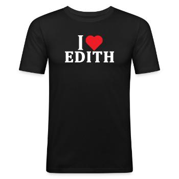 T-Shirt Ich liebe Edith T-Shirt Geschenkidee - Männer Slim Fit T-Shirt - Schwarz - Vorne - Nik (191cm)