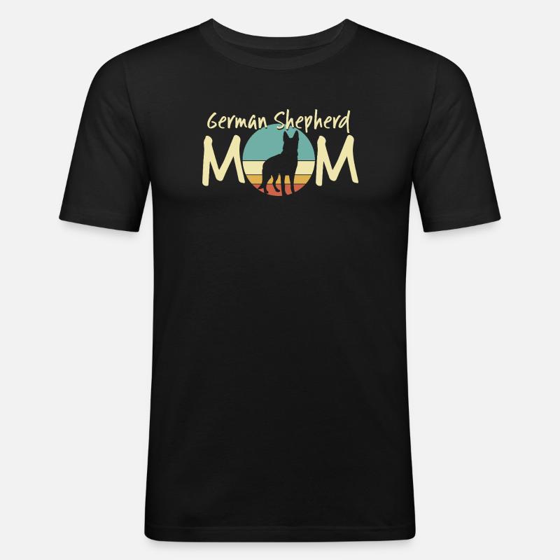 Deutscher Schäferhund Mama Retro Design - Männer Slim Fit T-Shirt - Schwarz