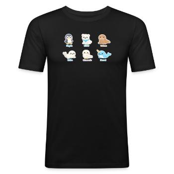 Kuschelige Arktis-Tierwelt - Männer Slim Fit T-Shirt - Schwarz - Vorne - Nik (191cm)