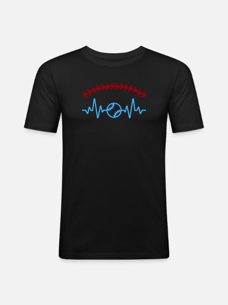 Heartbeat Baseball - Men's Slim Fit T-Shirt - black