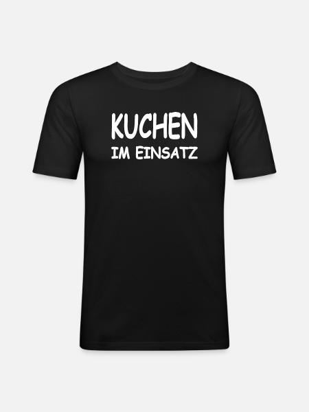 Kuchen - Männer Slim Fit T-Shirt - Schwarz