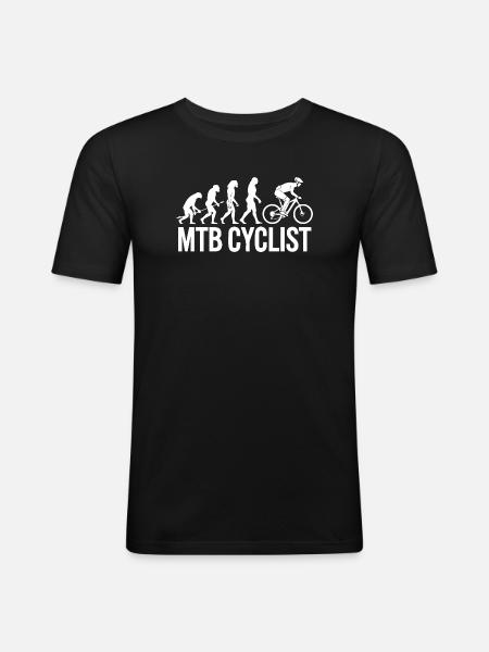 Evolution einer MTB-Radfahrer-Silhouette - Männer Slim Fit T-Shirt - Schwarz