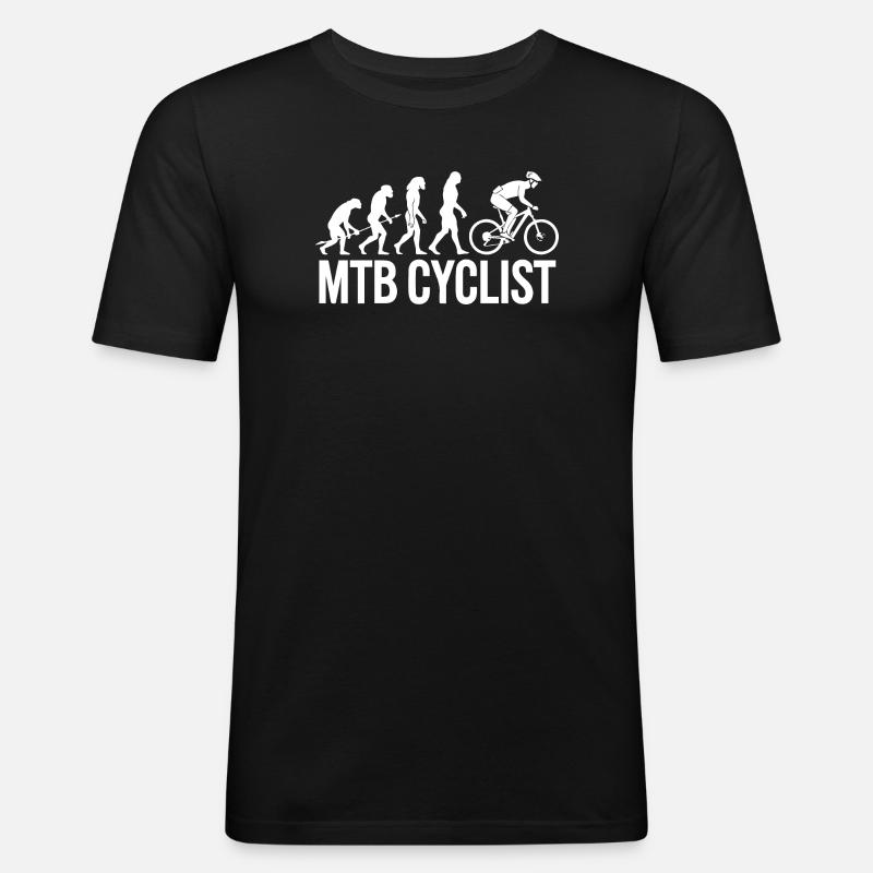 Evolution einer MTB-Radfahrer-Silhouette - Männer Slim Fit T-Shirt - Schwarz