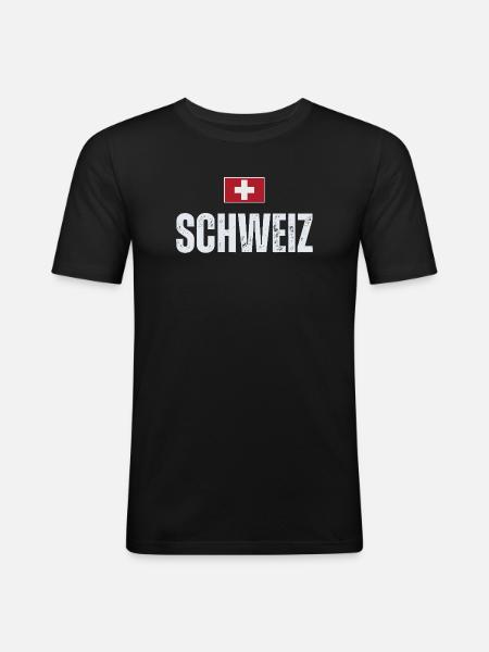 Schweizer Flagge, Schweizer Patriot - Männer Slim Fit T-Shirt - Schwarz