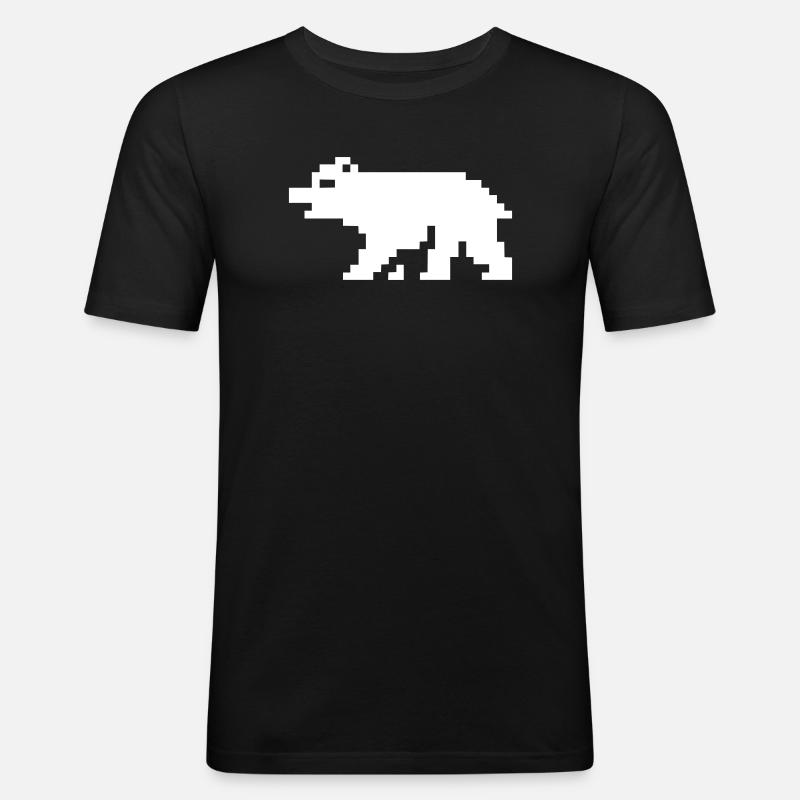 8bit pixel bär - Männer Slim Fit T-Shirt - Schwarz