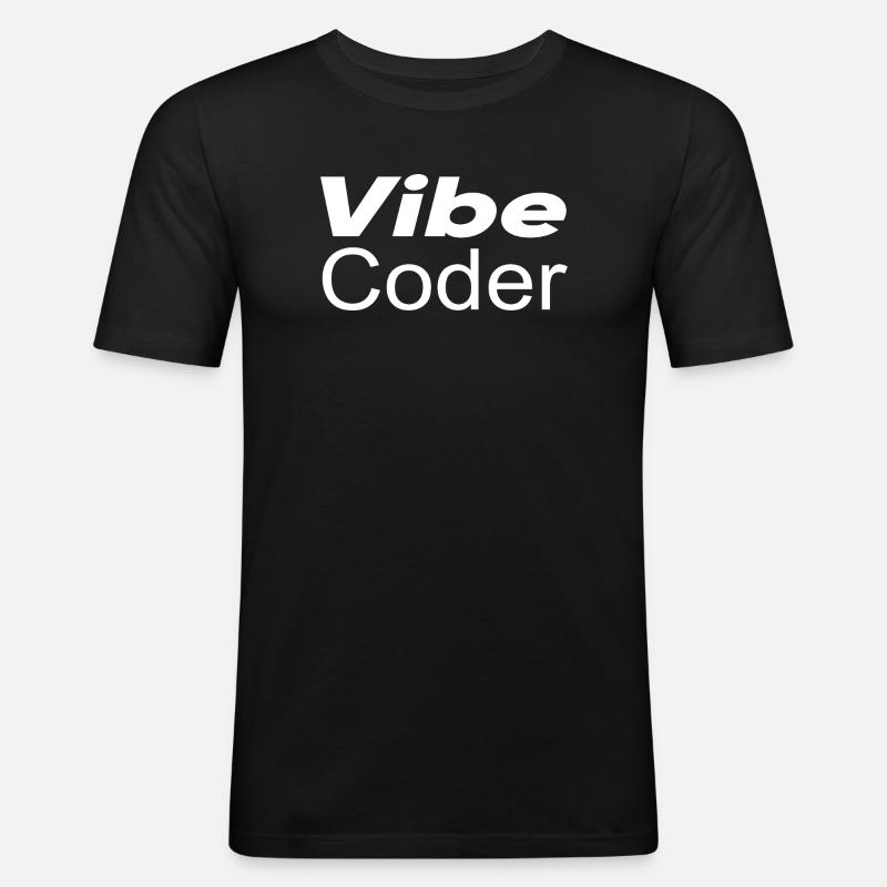 Techno-Utopie: Vibe Coder - Männer Slim Fit T-Shirt - Schwarz