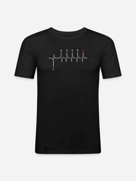 Neon N on Heartbeat - Men's Slim Fit T-Shirt - black