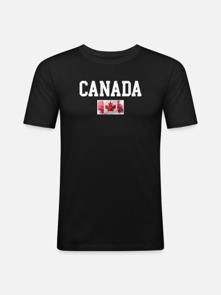 Distressed Canada Maple Flag - Men's Slim Fit T-Shirt - black