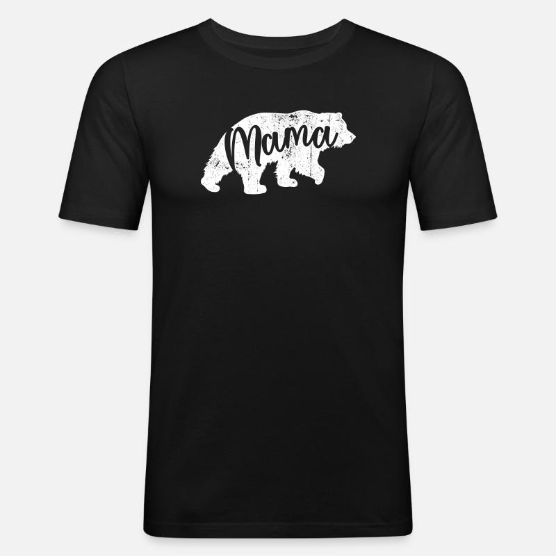 Mama Bear Script Logo - T-shirt près du corps Homme - noir