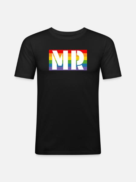 Chemise arc-en-ciel MR - T-shirt près du corps Homme - noir