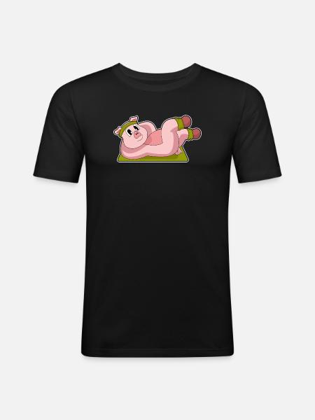 Pig Abdominal Workout Bodybuilding - Men's Slim Fit T-Shirt - black