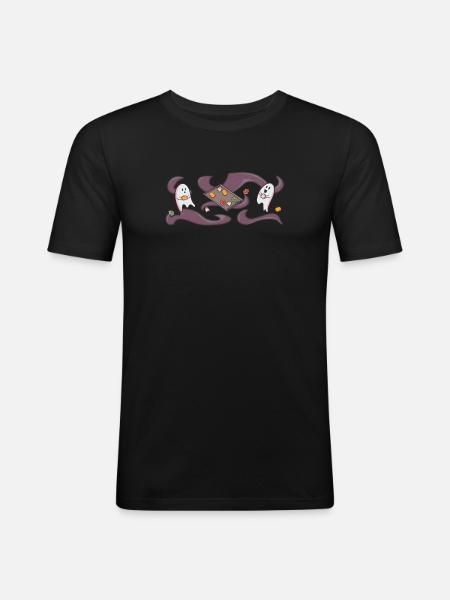 Ghosts Baking Cookies - Wide Motif - Men's Slim Fit T-Shirt - black