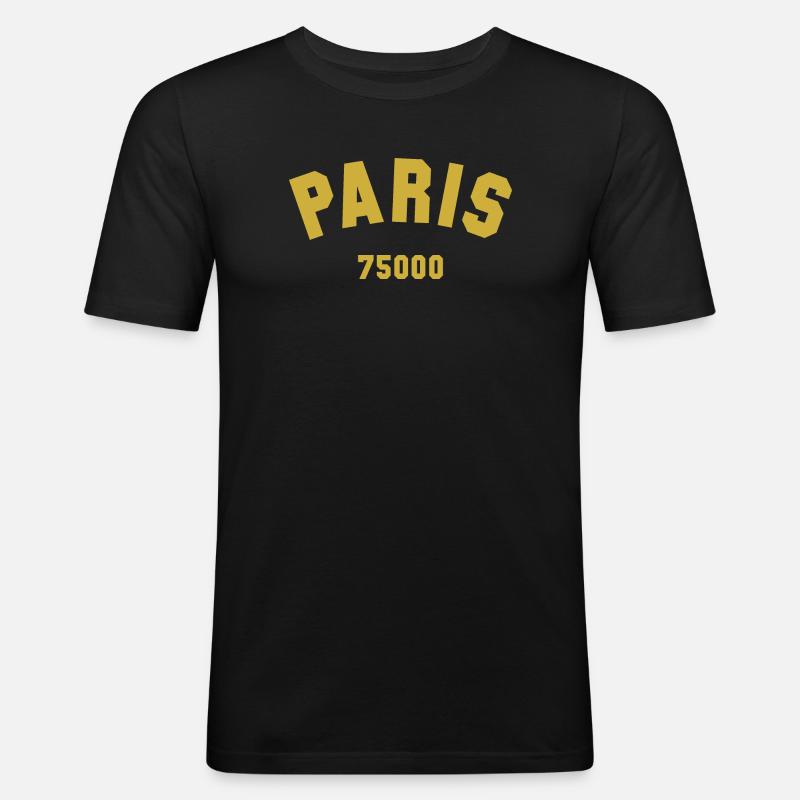 PARIS Postnummer - Herre Slim Fit T-Shirt - sort