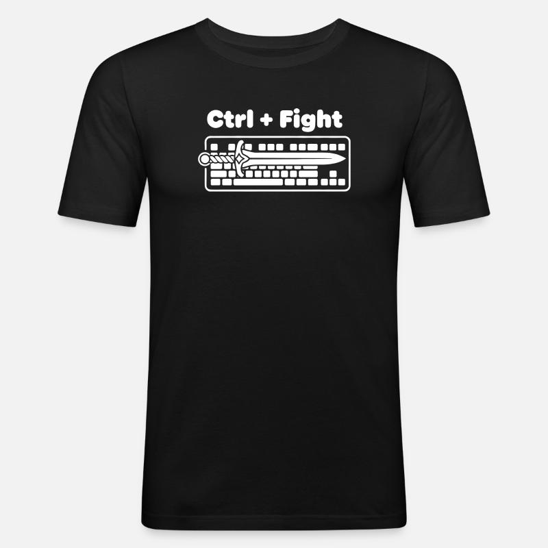 Ctrl Combat épée sur clavier - T-shirt près du corps Homme - noir