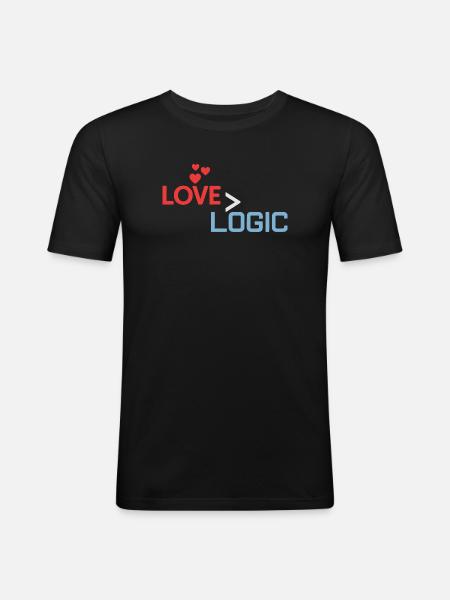 Love Greater Than Logic Design - Men's Slim Fit T-Shirt - black