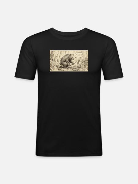 Waldgespräch: Bär und Hase - Männer Slim Fit T-Shirt - Schwarz