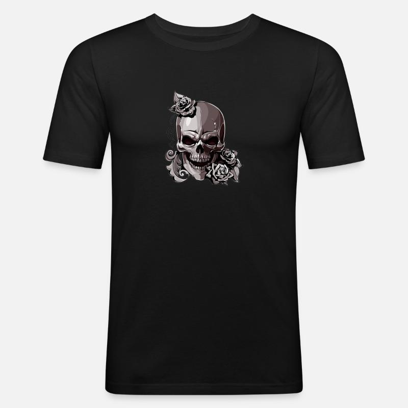 Skull - Männer Slim Fit T-Shirt - Schwarz