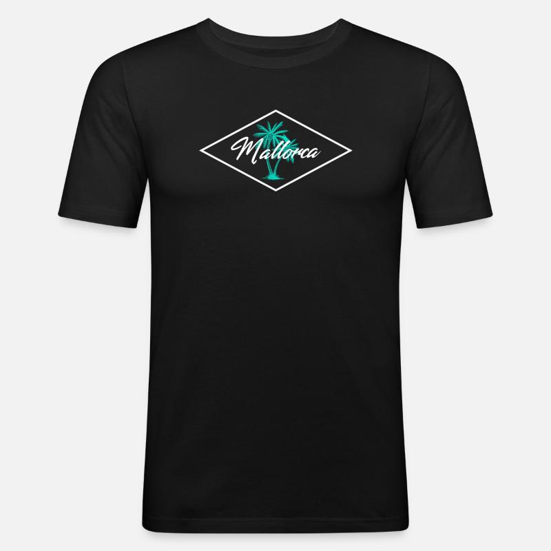 Mallorca Palmenzauber - Männer Slim Fit T-Shirt - Schwarz