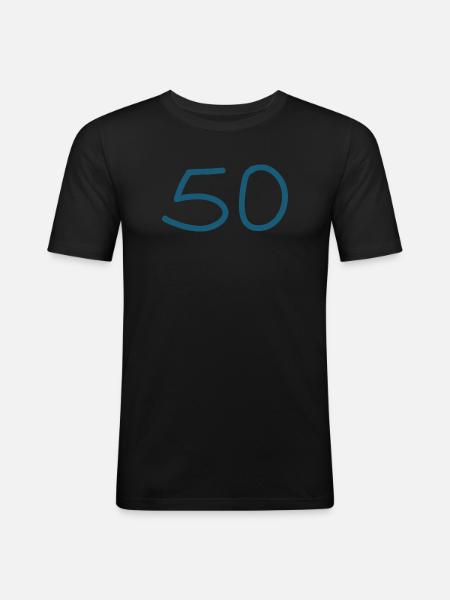 50th birthday fifty blue number - Men's Slim Fit T-Shirt - black