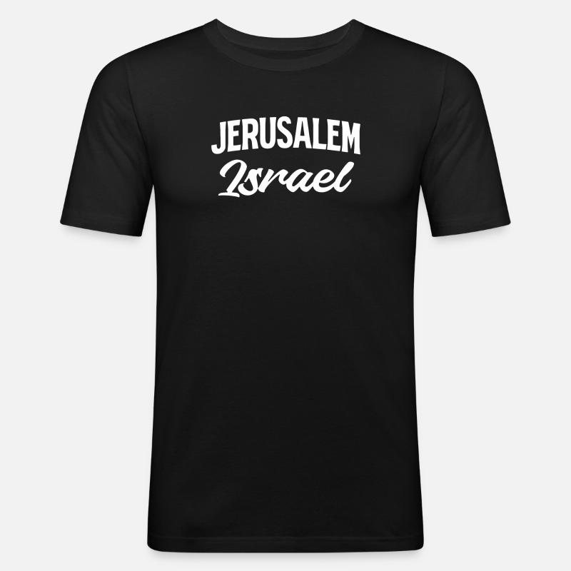 Jerusalem Israel Script Stil - Männer Slim Fit T-Shirt - Schwarz