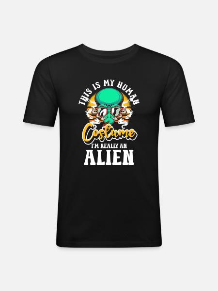 Alien Funny Planet - Men's Slim Fit T-Shirt - black
