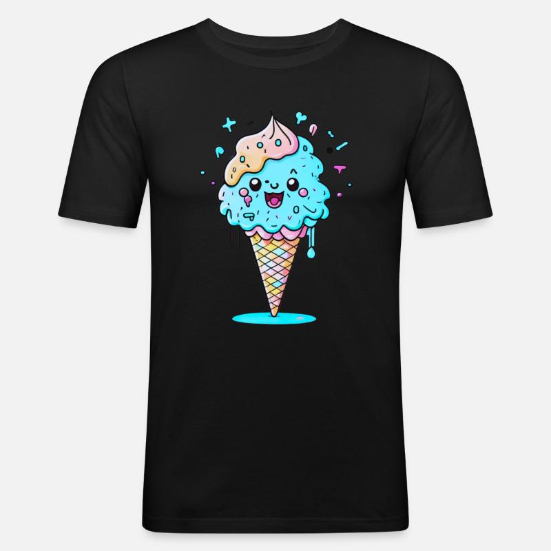 Eiswaffel - Männer Slim Fit T-Shirt - Schwarz