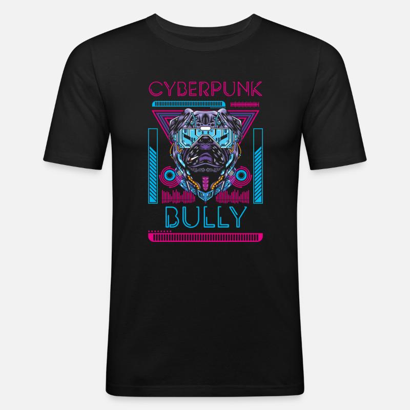 Cyborg Android Neon - Männer Slim Fit T-Shirt - Schwarz