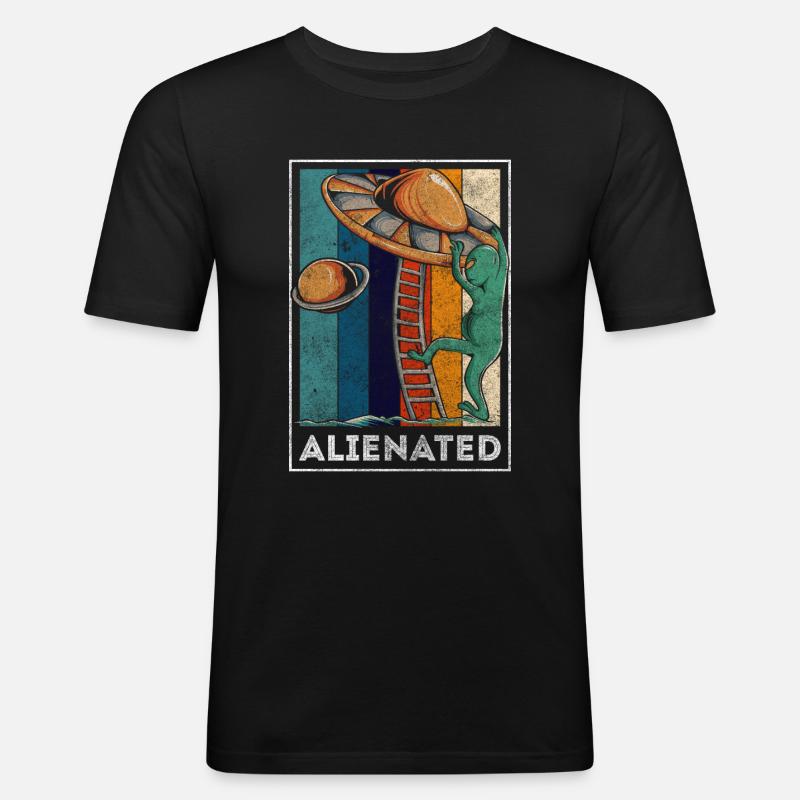 Aliens Raumschiff Erdling - Männer Slim Fit T-Shirt - Schwarz