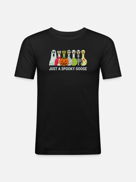Just A Spooky Goose Halloween Vibes - Men's Slim Fit T-Shirt - black