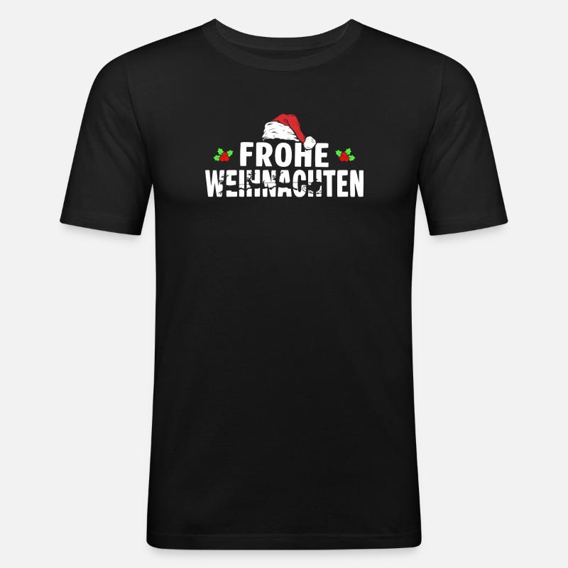 Frohe Weihnachten - Männer Slim Fit T-Shirt - Schwarz