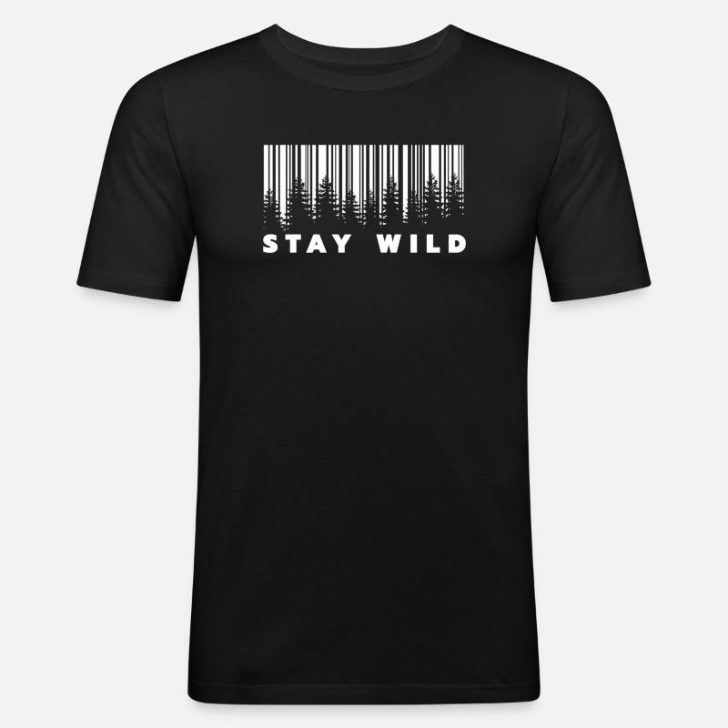 Stay Wild Forest Barcode - Men's Slim Fit T-Shirt - black