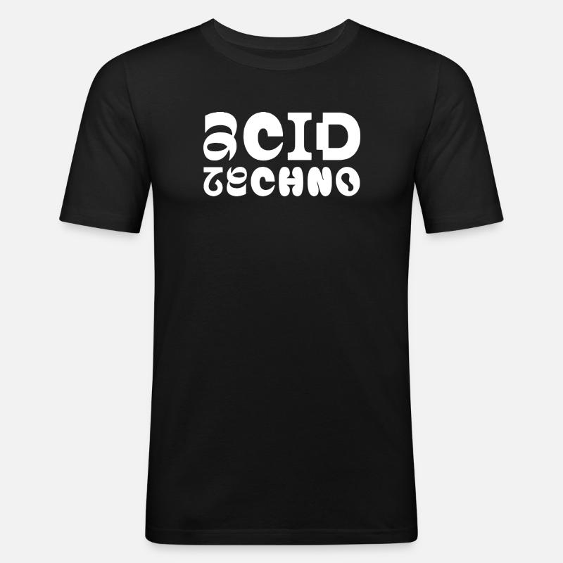 Acid Techno Pulse Typografie - Männer Slim Fit T-Shirt - Schwarz