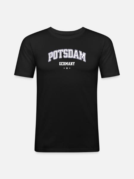 Potsdam Germany College Emblem - Men's Slim Fit T-Shirt - black