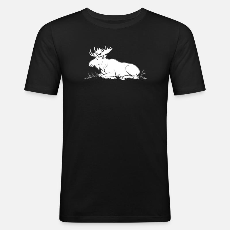 Elch - Männer Slim Fit T-Shirt - Schwarz