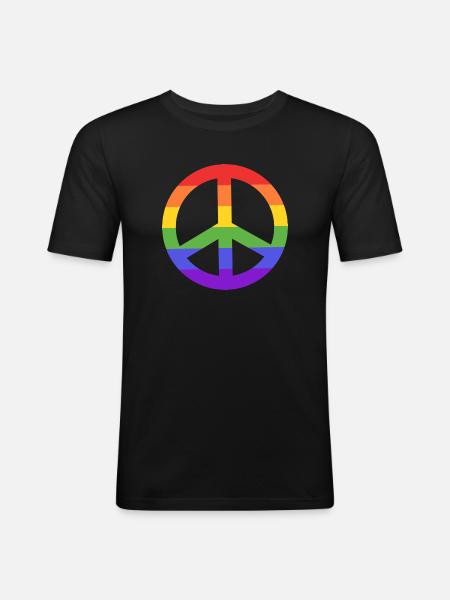 Peace Sign Hippie - Männer Slim Fit T-Shirt - Schwarz
