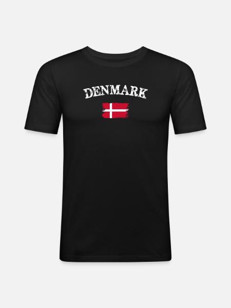 Drapeau brossé du Danemark - T-shirt près du corps Homme - noir
