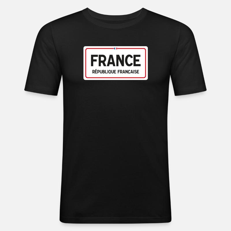 Ländervorstand Frankreich - Männer Slim Fit T-Shirt - Schwarz