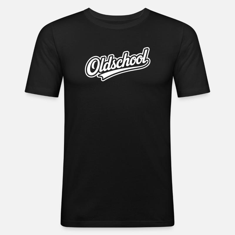 Oldschool Retro Typografie Design - Männer Slim Fit T-Shirt - Schwarz